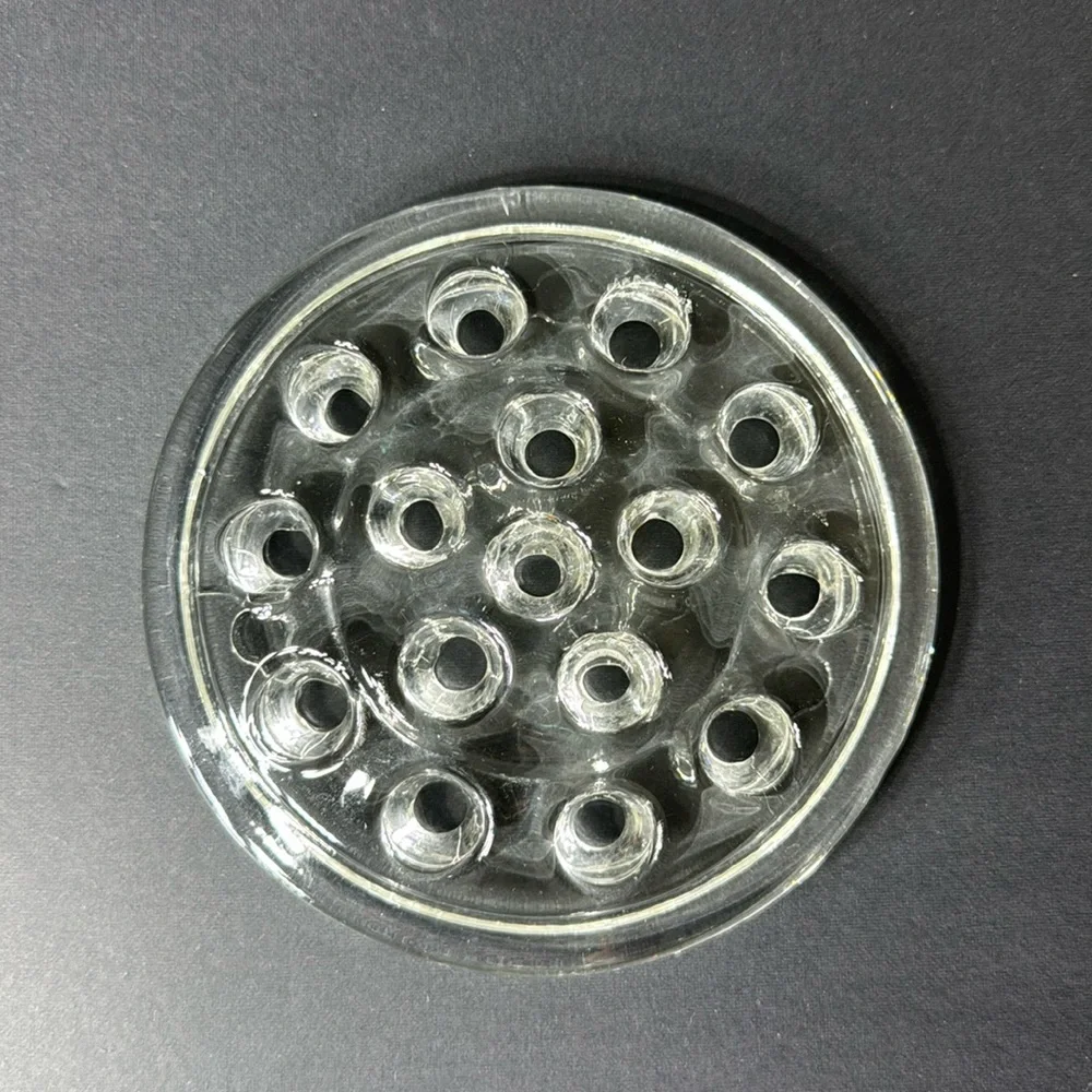 Vintage Clear Glass 16 Hole Flower Frog 5